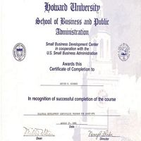 Certificate of Completion from Howard University