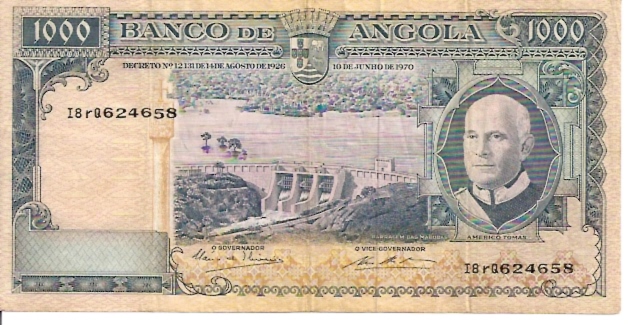 Banco DE Angola  1000 Escudos  June 1970 Issue Dimensions: 200 X 100, Type: JPEG