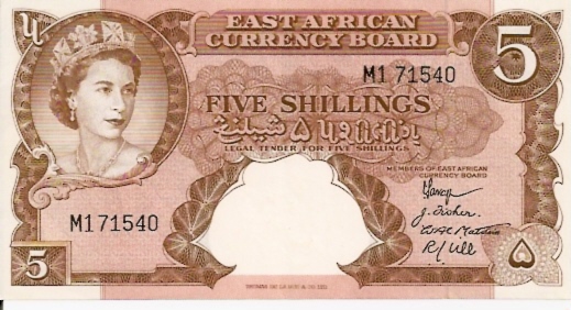 East African Currency Boad  5 Schilling   1961 ND Issue Dimensions: 200 X 100, Type: JPEG
