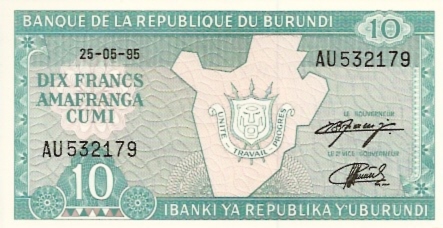 Banque DU Royaume DU Burundi  10 Francs  1979-1981 ND Issue Dimensions: 200 X 100, Type: JPEG