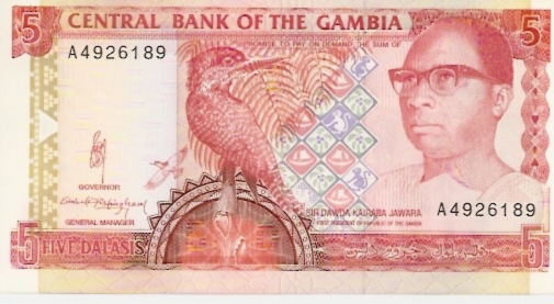 Central Bank of Gambia  5 Dalasis  1987 ND Issue Dimensions: 200 X 100, Type: JPEG
